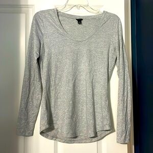 Ann Taylor Silver Long-Sleeved Shirt, Size S